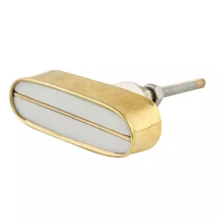 White Capsule Stone Brass Dresser Knobs